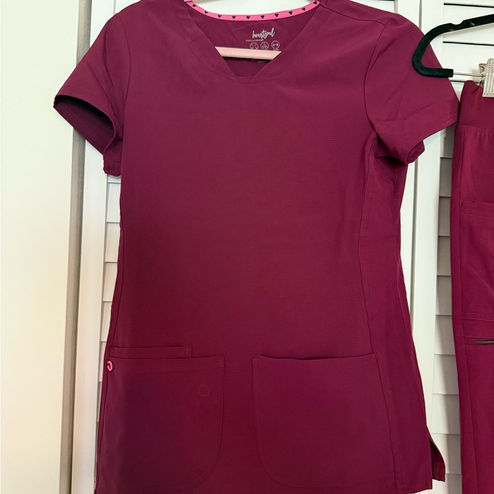 HeartSoul Wine Red Scrub Top